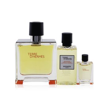 Terre D'Hermes Coffret: Pure Parfum Spray 75ml/2.53oz + Gel de Ducha Cabello & Cuerpo 40ml/1.35oz + Pure Parfum Spray 5ml/0.17oz